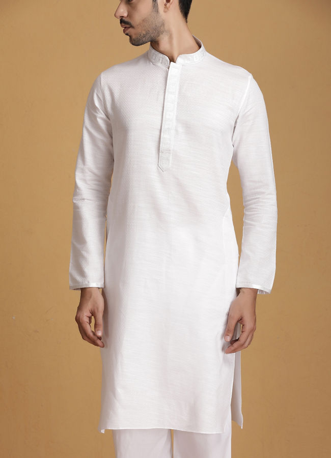 White Plain Kurta Set